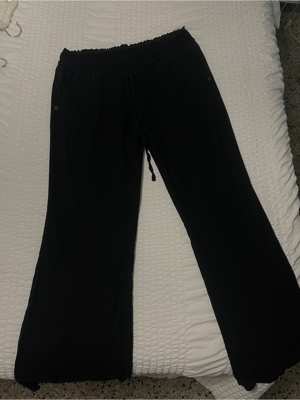 Black Wide-Leg Drawstring Lounge Pants